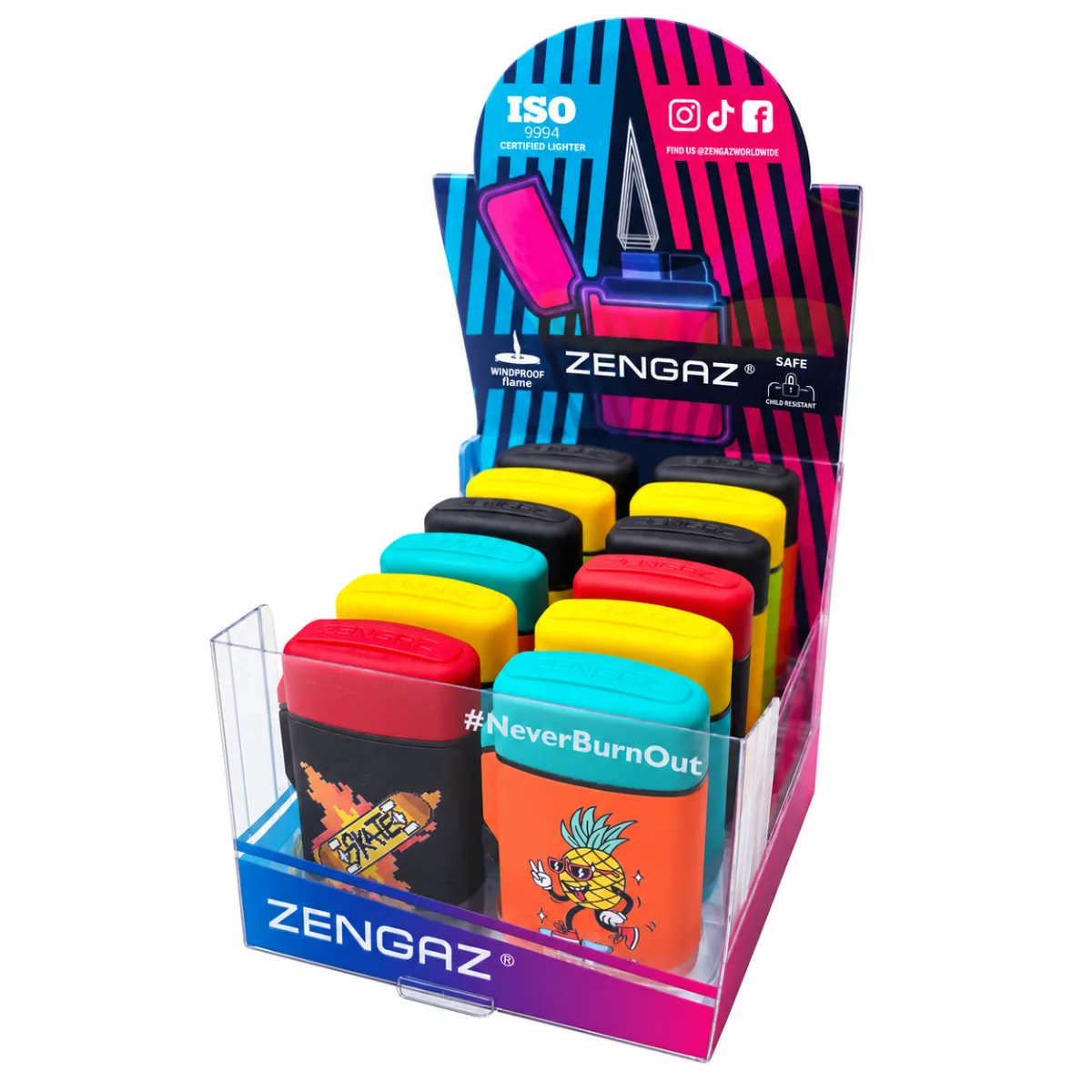 MAÇARICO ZENGAZ ZL-10CESTA BICOLOR ESTAMPADO SKATE C/12