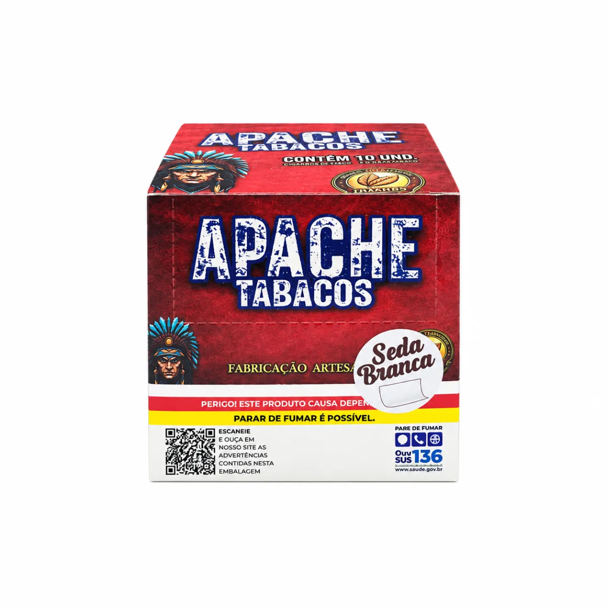 TABACO BOLADO APACHE CARTEIRA SEDA BRANCA C/10