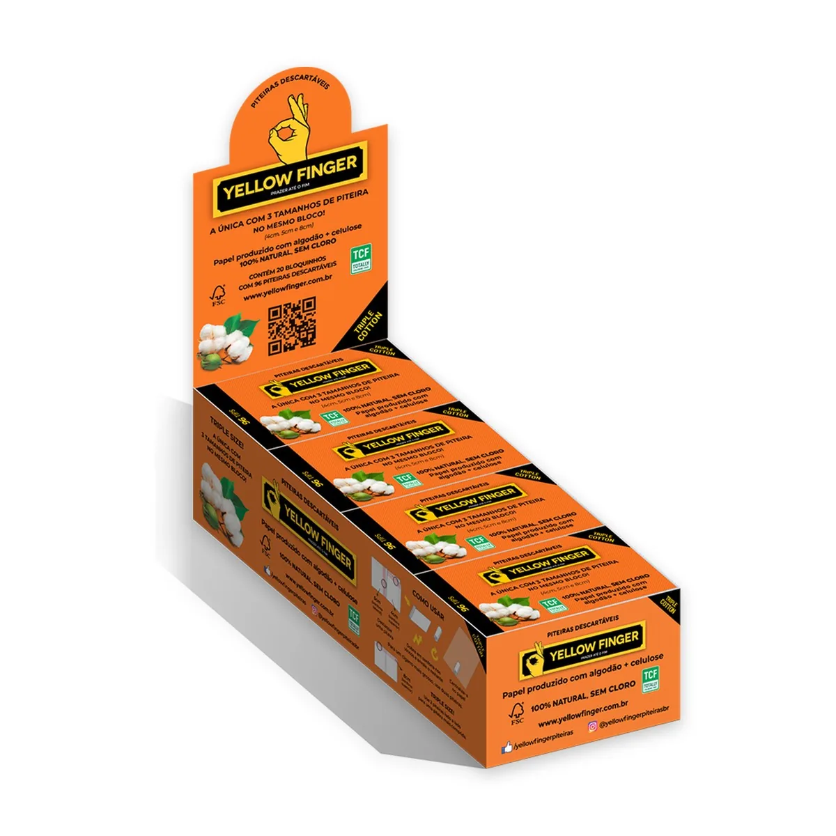 PITEIRA YELLOW FINGER TRIPLE COTTON LARANJA C/20