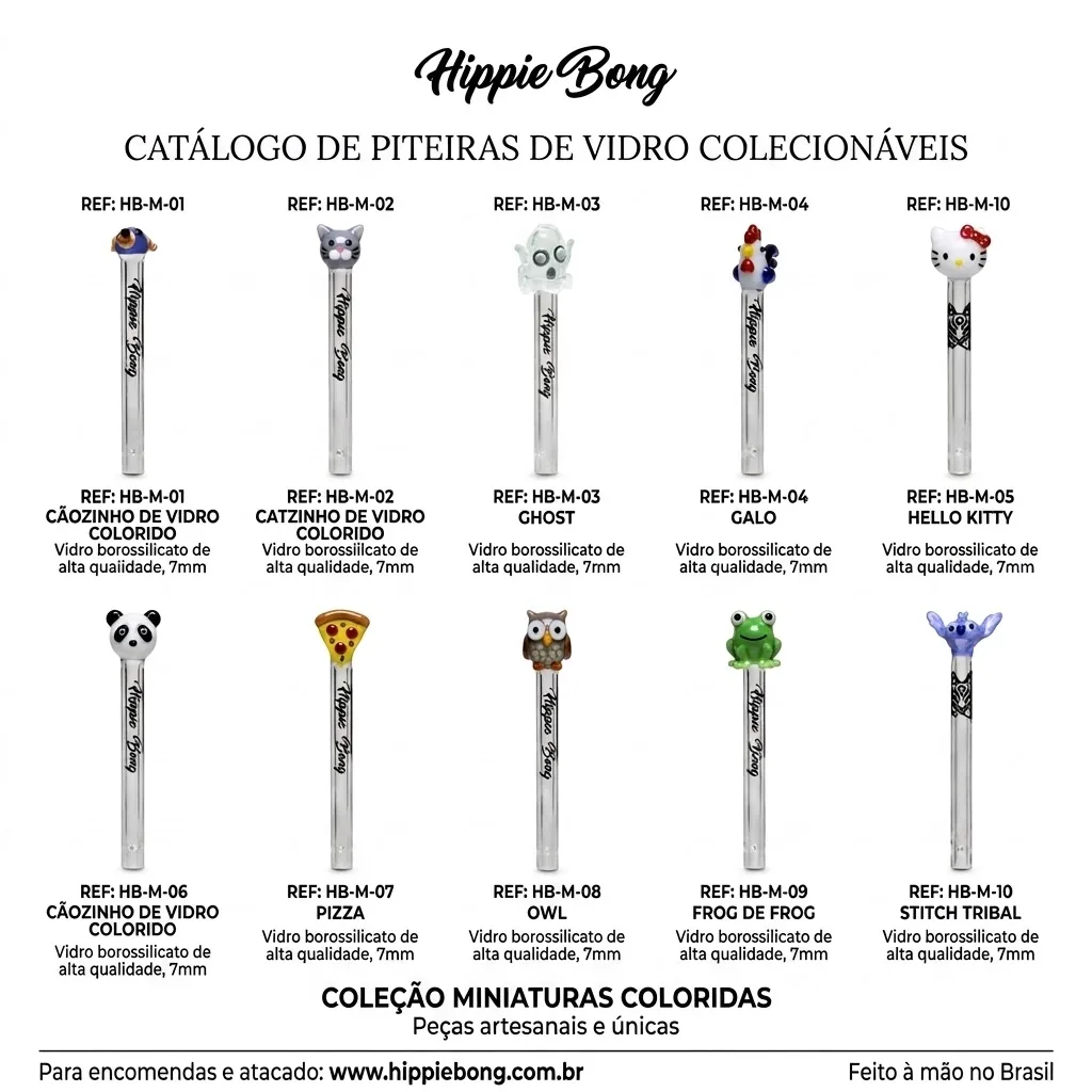 PITEIRA DE VIDRO HIPPIE BONG MINIATURAS 06MM UNIDADE